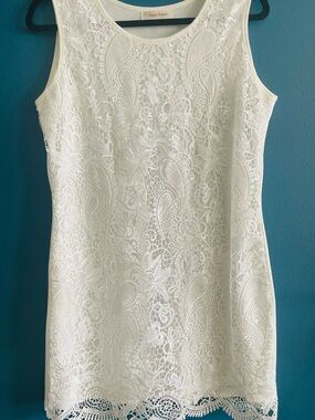 White Lace Sleeveless Dress from Simply Couture